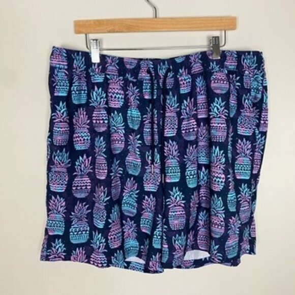 Goodfellow Pineapple Swim Trunks Mens XL Blue Purple with Liner - Picture 1 of 6